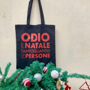 shopper odio il natale 2025 - cotone 140g tote nero