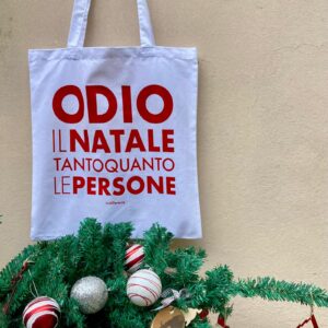 shopper odio il natale 2025 - cotone 140g tote bianco