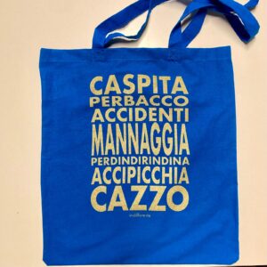 shopper caspita perbacco accidenti mannaggia - cotone 140g tela borsa tote - celeste