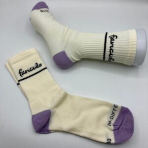 calzini fanculo in-differente - made in italy artigianale cotone spugna - panna