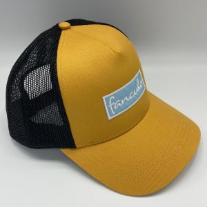 cappello trucker fancul* cotone e poliestere in-differente nero giallo