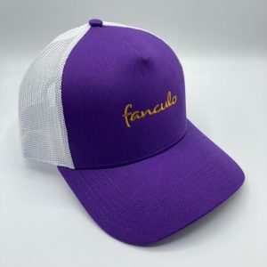 cappello trucker fanculo 100% pannello cotone in-differente viola bianco