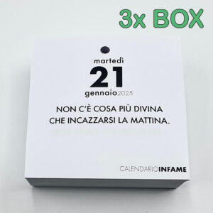 calendario infame 2025 inserto - in-differente ironia cinismo sarcasmo ridere scrivania box 3x