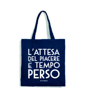 shopper tote bag l'attesa del piacere è tempo perso cotone 140g blu navy