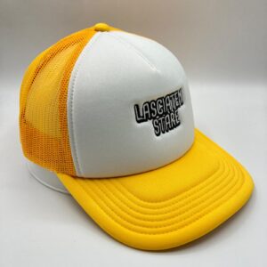 cappellino trucker lasciatemi stare giallo-bianco in-differente 2